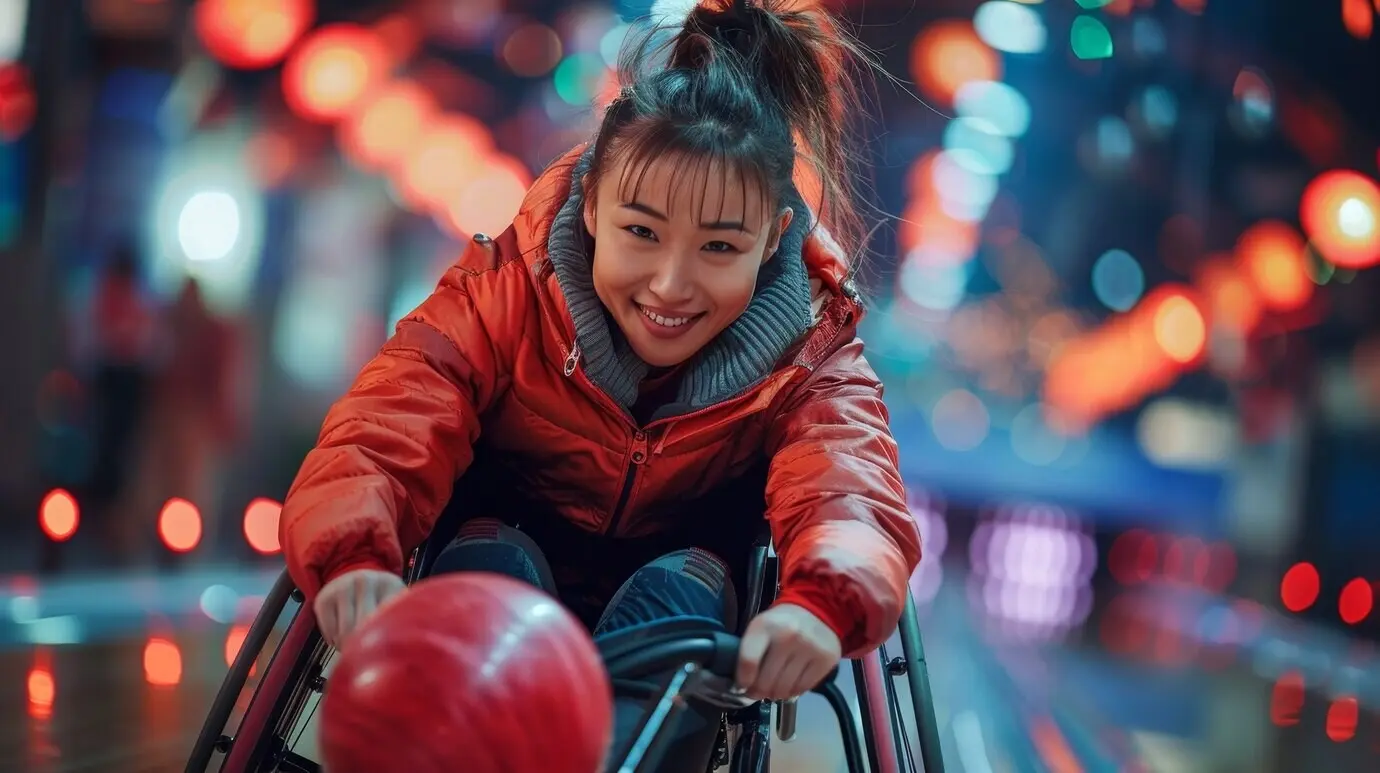 Sportlerin mit Behinderung, die bei den offiziellen Paralympischen Spielen antritt.