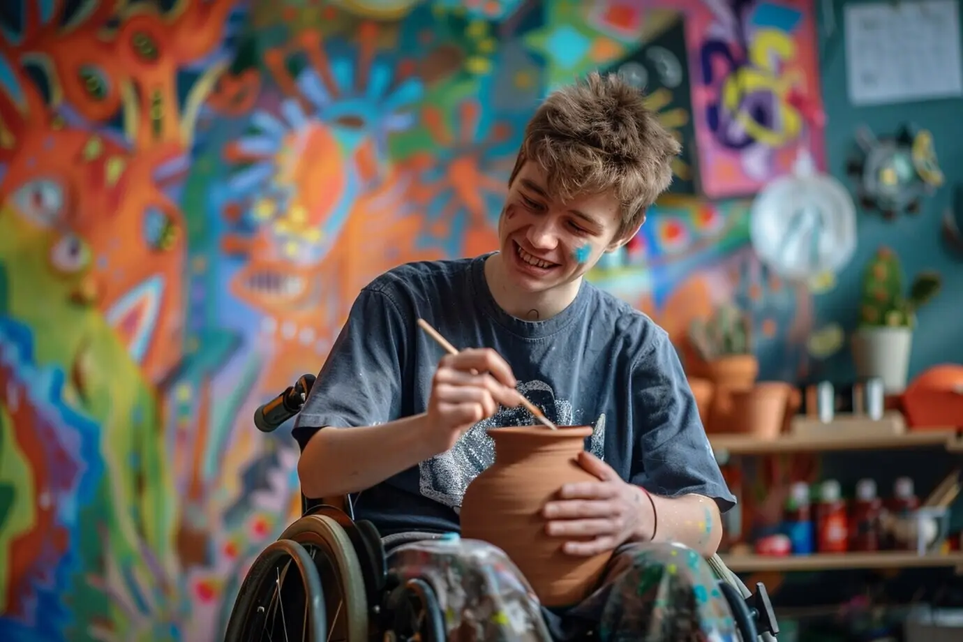 Talentiertes Kind beim Töpfern